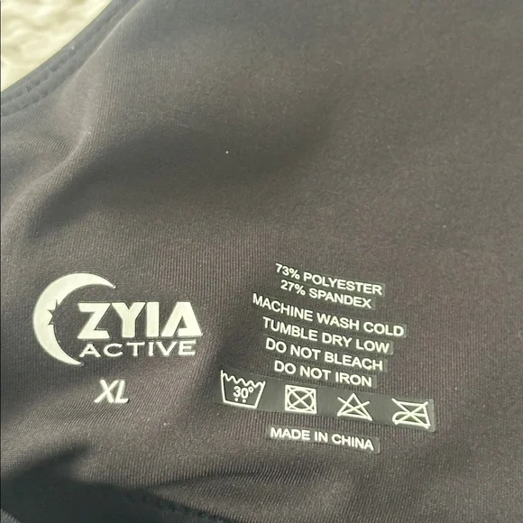 Zyia Activewear Light N Tight Black Paisley Strappy Padded Sports Bra Size XL - Picture 7 of 7